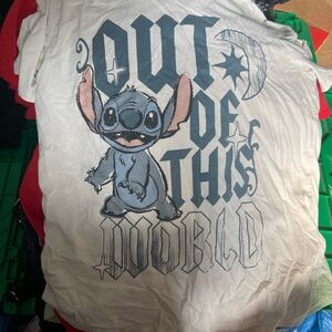 Disney White and Blue Stitch Short Sleeve Tee